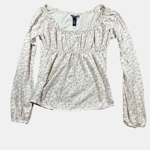 American Eagle Floral Smocked Babydoll Y2K Cottagecore Puff Sleeve Boho Blouse